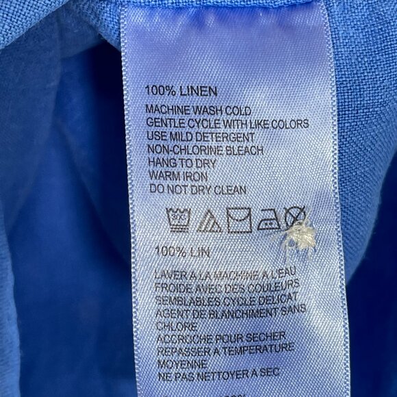 Tommy Bahama 100% Linen Garment Dyed Blue Button Down Shirt Coastal Size Large - Picture 10 of 11